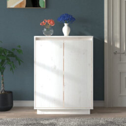 Berkfield Shoe Cabinet White 60X35X80 Cm Solid Wood Pine - thumbnail 1
