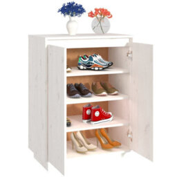 Berkfield Shoe Cabinet White 60X35X80 Cm Solid Wood Pine - thumbnail 4