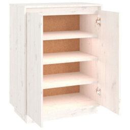 Berkfield Shoe Cabinet White 60X35X80 Cm Solid Wood Pine - thumbnail 7