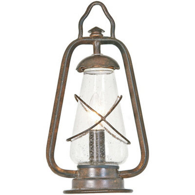 Stylish Outdoor Ip44 1 Bulb Wall Ground Pedestal Light In Old Bronze Finish
