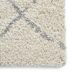Cream Grey Shaggy Modern Moroccan Easy To Clean Geometric Rug Dining Room-160Cm X 220Cm - thumbnail 3