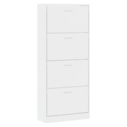 Berkfield Shoe Cabinet High Gloss White 63X24X147 Cm Engineered Wood - thumbnail 3