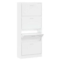 Berkfield Shoe Cabinet High Gloss White 63X24X147 Cm Engineered Wood - thumbnail 2