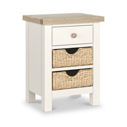 Farro Basket Coconut White 3 Drawer Bedside Table - Fully Assembled - By Roseland Furniture - thumbnail 5