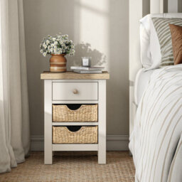Farro Basket Coconut White 3 Drawer Bedside Table - Fully Assembled - By Roseland Furniture - thumbnail 6