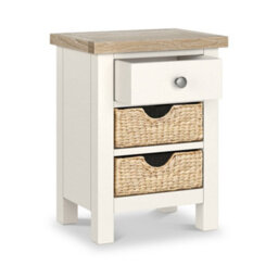 Farro Basket Coconut White 3 Drawer Bedside Table - Fully Assembled - By Roseland Furniture - thumbnail 4