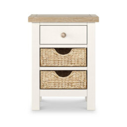 Farro Basket Coconut White 3 Drawer Bedside Table - Fully Assembled - By Roseland Furniture - thumbnail 7