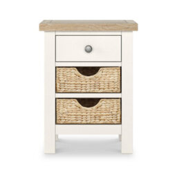Farro Basket Coconut White 3 Drawer Bedside Table - Fully Assembled - By Roseland Furniture - thumbnail 3