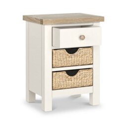 Farro Basket Coconut White 3 Drawer Bedside Table - Fully Assembled - By Roseland Furniture - thumbnail 8