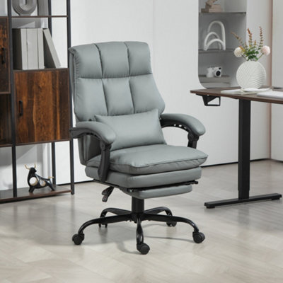 Homcom Executive Office Chair, Pu Leather Desk Chair With Armrests Grey - image 1