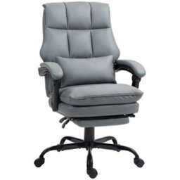 Homcom Executive Office Chair, Pu Leather Desk Chair With Armrests Grey - thumbnail 2