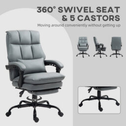 Homcom Executive Office Chair, Pu Leather Desk Chair With Armrests Grey - thumbnail 5