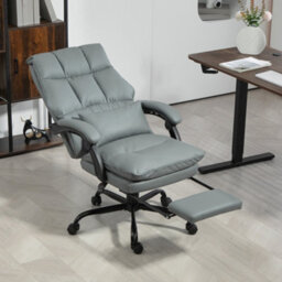 Homcom Executive Office Chair, Pu Leather Desk Chair With Armrests Grey - thumbnail 7