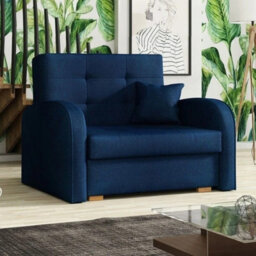 Viva Gold I Single Sofa Bed With Storage Compact Design Sinuous Springs Wooden Legs Modern Upholstered Style Blue - thumbnail 2
