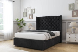 "Comfort Selena Black Naples Divan Bed Set No Drawers - 54"" Wingback 2'6 Small Single" - thumbnail 2