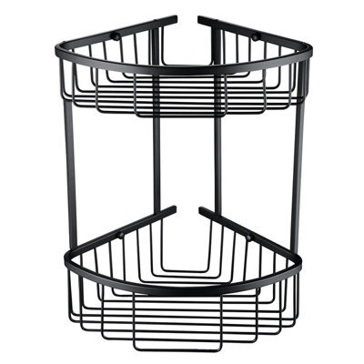 Plum&clay Solid Brass Double Tier Corner Black Shower Basket - image 1