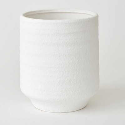 Bloom Medium White Terracotta Vase - Modern Vase For Fresh Or Artificial Flower Stem Bouquet Arrangements - H21.5 X 18.5Cm Diameter - image 1