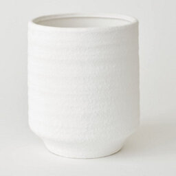 Bloom Medium White Terracotta Vase - Modern Vase For Fresh Or Artificial Flower Stem Bouquet Arrangements - H21.5 X 18.5Cm Diameter