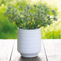 Bloom Medium White Terracotta Vase - Modern Vase For Fresh Or Artificial Flower Stem Bouquet Arrangements - H21.5 X 18.5Cm Diameter - thumbnail 2