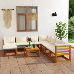 Berkfield 9 Piece Garden Lounge Set With Cushions Solid Wood Acacia (Uk/ie/fi/no Only) - thumbnail 1