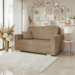 Viva Piano Iii Sofa Bed With Bedding Storage Upholstered Freestanding Back Wooden Legs 153X100X85Cm Beige - thumbnail 1