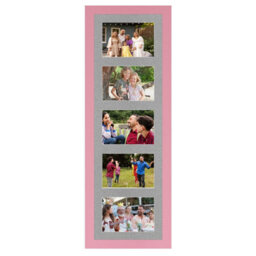 AK Frames 26X8 Pastel Pink Modern Multi Photo Frame With Silver Mount - Holds 5 Apertures (5X) 6X4 Photos