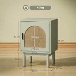 Wyld Haus Yotomo Sake Light Green Rattan Bedside Table With Arched Woven Door, Adjustable Shelf And Solid Wood Legs - thumbnail 3