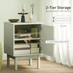 Wyld Haus Yotomo Sake Light Green Rattan Bedside Table With Arched Woven Door, Adjustable Shelf And Solid Wood Legs - thumbnail 6
