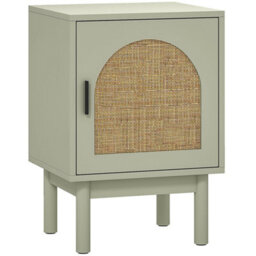 Wyld Haus Yotomo Sake Light Green Rattan Bedside Table With Arched Woven Door, Adjustable Shelf And Solid Wood Legs - thumbnail 2