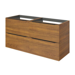 GoodHome Imandra Wide Walnut Effect Wall-Mounted Bathroom Cabinet (H) 600mm (W) 1200mm