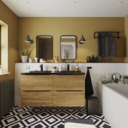 GoodHome Imandra Wide Walnut Effect Wall-Mounted Bathroom Cabinet (H) 600mm (W) 1200mm - thumbnail 5
