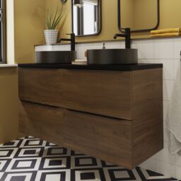 GoodHome Imandra Wide Walnut Effect Wall-Mounted Bathroom Cabinet (H) 600mm (W) 1200mm - thumbnail 6