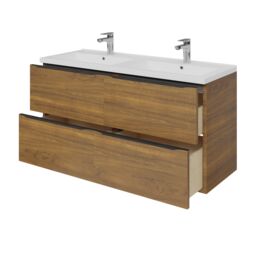 GoodHome Imandra Wide Walnut Effect Wall-Mounted Bathroom Cabinet (H) 600mm (W) 1200mm - thumbnail 3