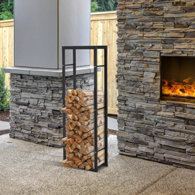Homcom 150Cm Metal Firewood Log Holder Rack Elevated Design, Base Side Rails - image 1