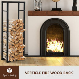 Homcom 150Cm Metal Firewood Log Holder Rack Elevated Design, Base Side Rails - thumbnail 4