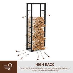 Homcom 150Cm Metal Firewood Log Holder Rack Elevated Design, Base Side Rails - thumbnail 5