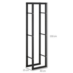 Homcom 150Cm Metal Firewood Log Holder Rack Elevated Design, Base Side Rails - thumbnail 3