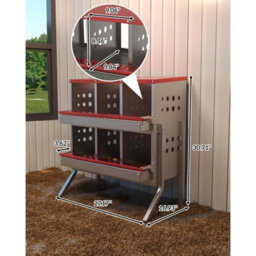 Red 2-Tier 6 Hole Roll Away Chicken Nest Boxes With Legs - thumbnail 2