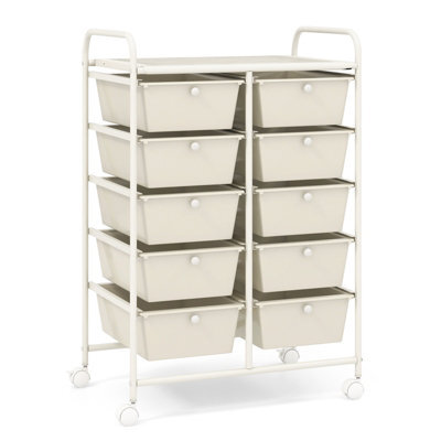 Costway 10 Drawers Storage Trolley Mobile Rolling Utility Cart Home Office Organizer - image 1