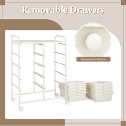 Costway 10 Drawers Storage Trolley Mobile Rolling Utility Cart Home Office Organizer - thumbnail 3
