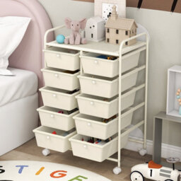 Costway 10 Drawers Storage Trolley Mobile Rolling Utility Cart Home Office Organizer - thumbnail 7