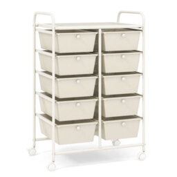 Costway 10 Drawers Storage Trolley Mobile Rolling Utility Cart Home Office Organizer - thumbnail 1