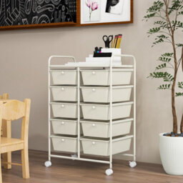 Costway 10 Drawers Storage Trolley Mobile Rolling Utility Cart Home Office Organizer - thumbnail 6