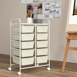 Costway 10 Drawers Storage Trolley Mobile Rolling Utility Cart Home Office Organizer - thumbnail 8
