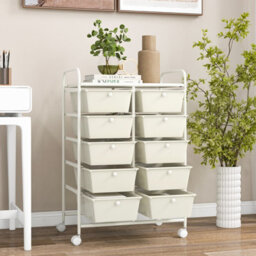 Costway 10 Drawers Storage Trolley Mobile Rolling Utility Cart Home Office Organizer - thumbnail 9