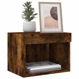 Walplus Bedside Cabinet With Led Lights Wall-Mounted Smoked Oak - thumbnail 5