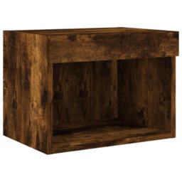Walplus Bedside Cabinet With Led Lights Wall-Mounted Smoked Oak - thumbnail 6