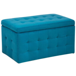 Beliani Storage Ottoman Michigan Velvet Sea Blue - thumbnail 1