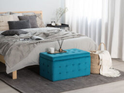 Beliani Storage Ottoman Michigan Velvet Sea Blue - thumbnail 2