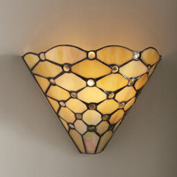 Luminosa Lighting Luminosa Pearl 1 Light Indoor Wall Uplighter Dark Bronze With Tiffany Glass, E14 - thumbnail 3